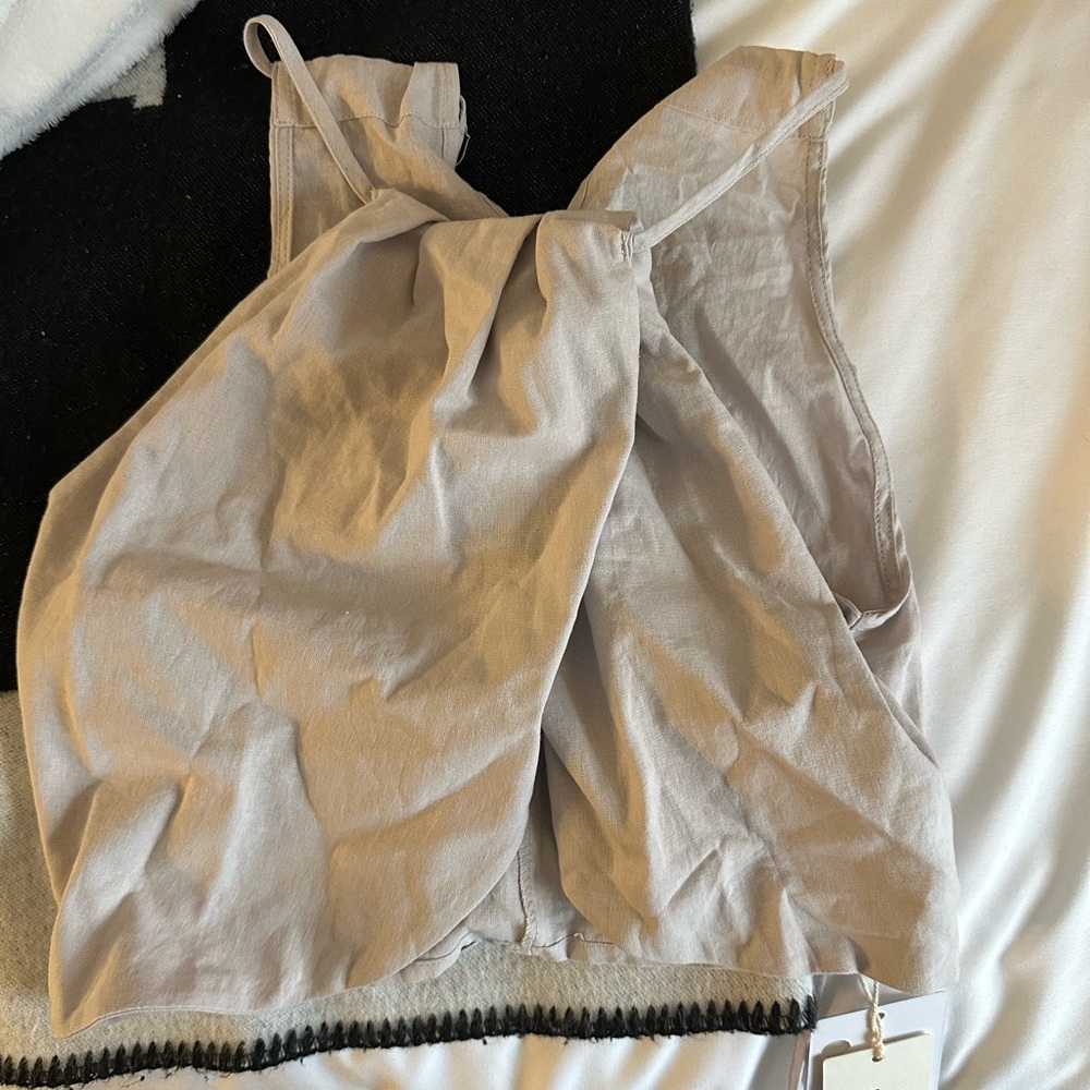 Commense Cream Tank Top with Tie Back and Sleeveless Design